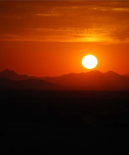 Orange sunset mountains